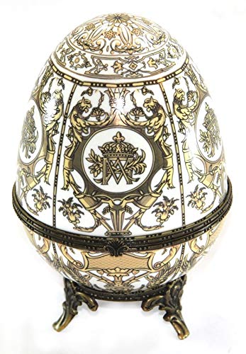 Huevo grande de porcelana con decoración dorada estilo Fabergé
