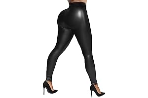 Control Tummy Women's PU Faux Leather Leggings
