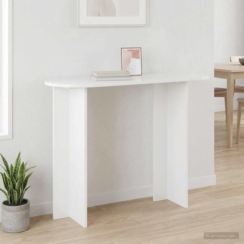 Stolik konsolowy, wysoki połysk, biały, materiał drewnopochodny, 100 x 39,5 x 75 cm, wielofunkcyjny stół do przedpokoju do salonu, przedpokoju z miejscem do przechowywania i półką