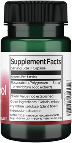 Miniatura 2 de Swanson Resveratrol Polygonum Cuspidatum Extracto 5 Miligramos 60 Cápsulas
