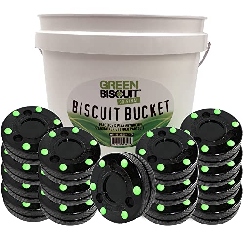Green Biscuit Roller Hockey Puck Bucket 15 Pucks