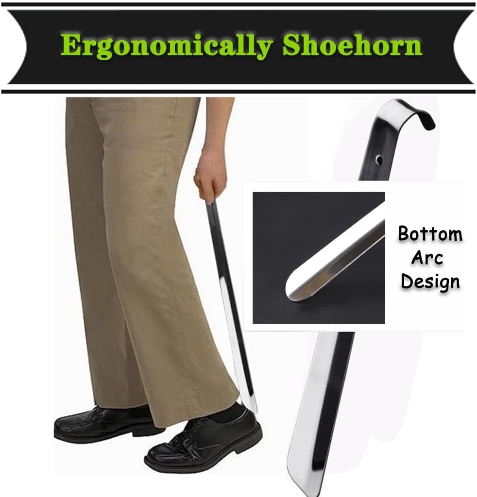 Calzador, Cuchara for Zapatos Duradera de Acero Inoxidable for el hogar con Mango Largo, ayudante for for Embarazadas en, Levantador diseño ergonómico, Varios tamaños | 68cm
