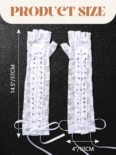 Lace Fingerless Gloves Tea Party White Gloves for Women4
