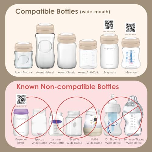 Image of Maymom Screw Lids Aka Travel Caps with Rewritable Sealing Disc Compatible with Avent, Maymom Wide Mouth Bottles; Cap Replace Avent Natural Bottle Sealing Ring and Sealing Disc, 6pcs. (Khaki)
