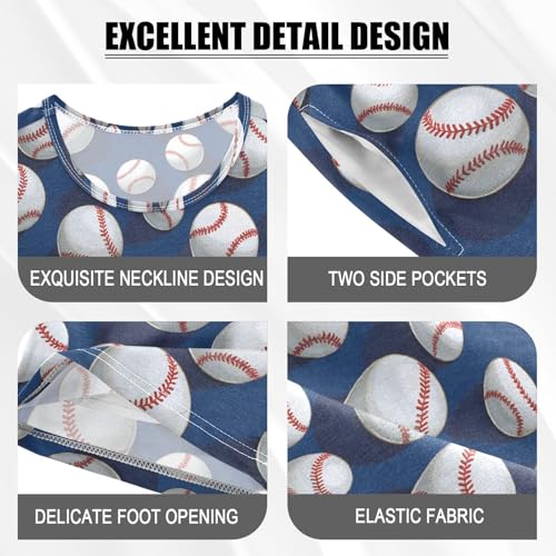 ALAZA Funny 3D Baseball Pajamas Short Sleeve 2 Piece Sleepwear Top and Bottom Pajama Set Unisex4
