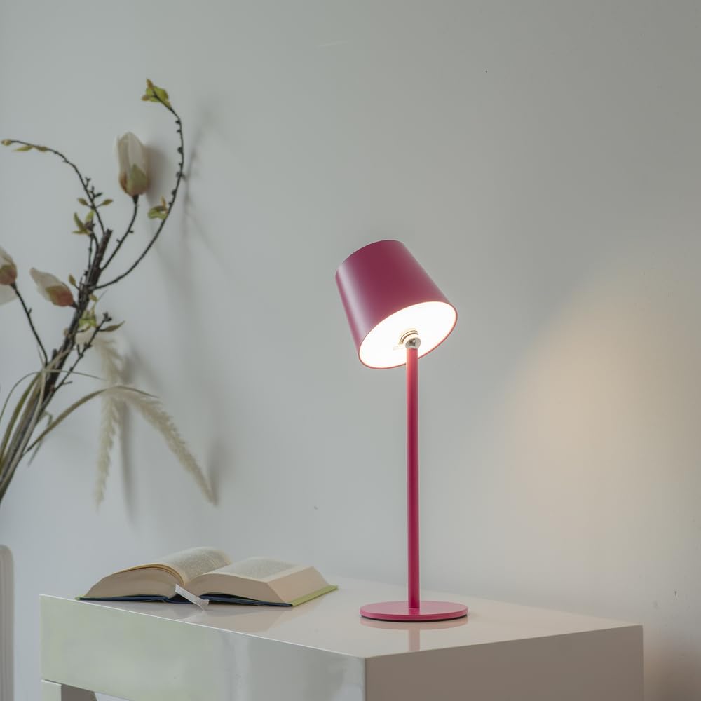 SellTec LED Tischleuchte Akku Flaschenleuchte Touchdimmer dimmbar pink | IP54 Außen, Für Garten, Gartentisch, Camping, Balkon, Terrasse