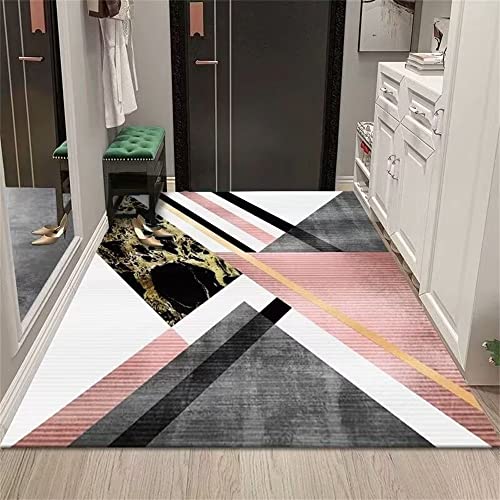 Tapis chambre garçon rose gris géométrique 90x150cm isolant - 2