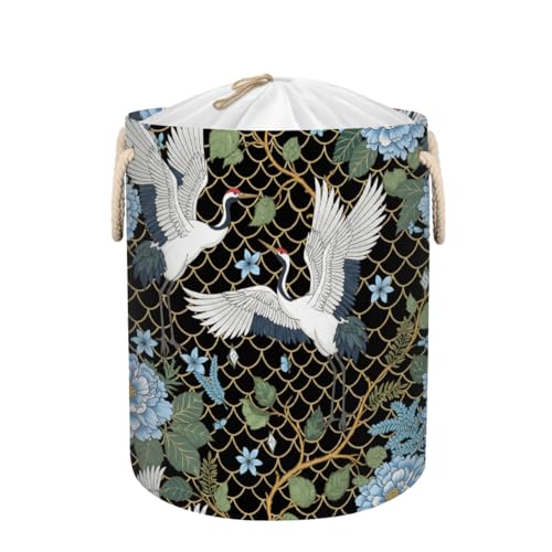 Cesta grande para ropa sucia, cesta de almacenamiento plegable de grúa japonesa para juguetes de niños, mantas, ropa sucia, cesta alta de 58 litros para cuarto de bebé, para baño, decoración de