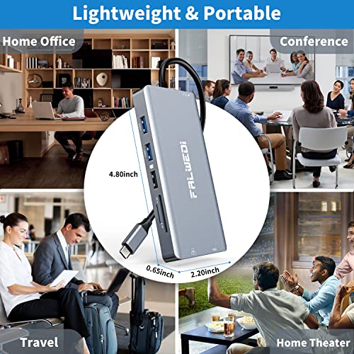 Usb C Laptop Docking Station Daul Monitor, 12 In 1 Usb C Hub Multiport Adapter Dongle With 2 Hdmi, Vga, Pd, Ethernet, Sd/Tf, Usb C/A Ports, Mic/Audio, Compatible For Macbook/Dell/Hp/Lenovo Laptops #TOP6