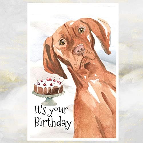 Hungarian Vizsla Dog Birthday Card, Vizsla Dog Greetings Card, Hungarian Vizsla Dog.