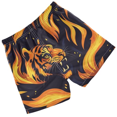 Pigsaly Boys Swim Trunks Flaming Tiger Fires Boys Board Shorts Swimsuit Swimwear Summer Bathing Suit XS Multicolor2