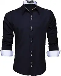 Camisa Social Masculina Manga Longa Slim Fácil Passar (P, Preto C8)