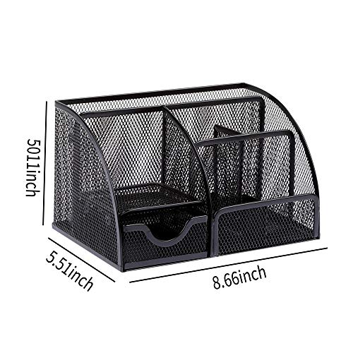 image for Beiz Office Supplies Desk Organizer Caddy with 6 Compartments + 1 Slid