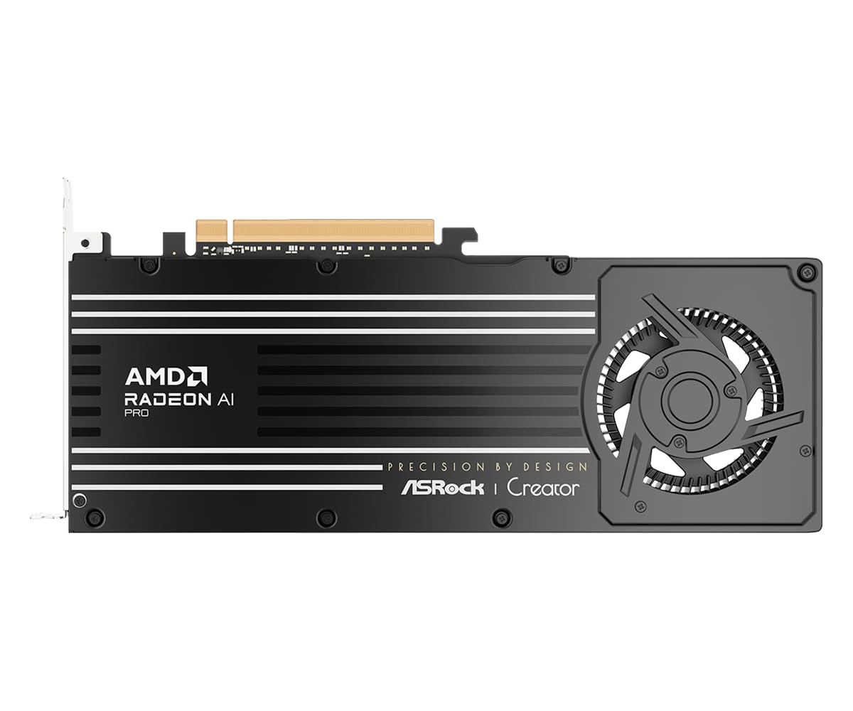 Asrock AI Pro R9700 Creator, PCIe5, 32GB DDR6, 4 DP, 2920MHz Clock, 12V-2x6 Power, Die-Cast Metal Shroud, 2-Slot