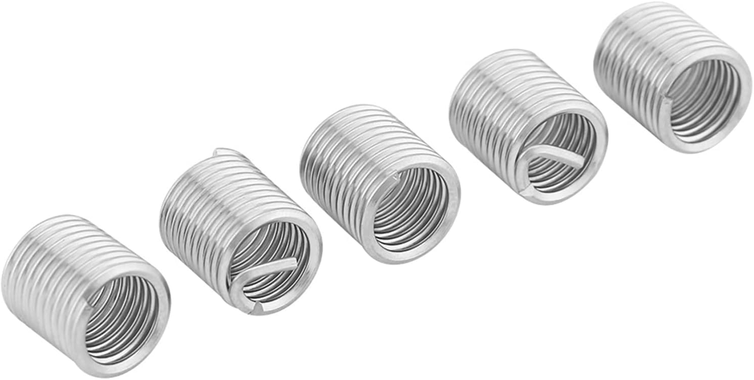 100 Pezzi Inserti Filettati Elicoidali, M8 X 1,25 M8x1,25 Inserto 304 Inserti Filettati Elicoidali Filo a Spirale, Kit Assortimento di Inserti per Riparazione Filettati Filo