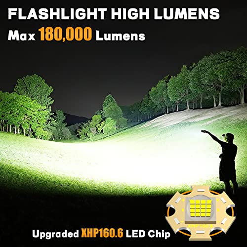 Rechargeable Flashlights 180000 High Lumens,XHP160.6 Super Bright LED Flashlight,Tactical Powerful Waterproof Handheld… - Image 3