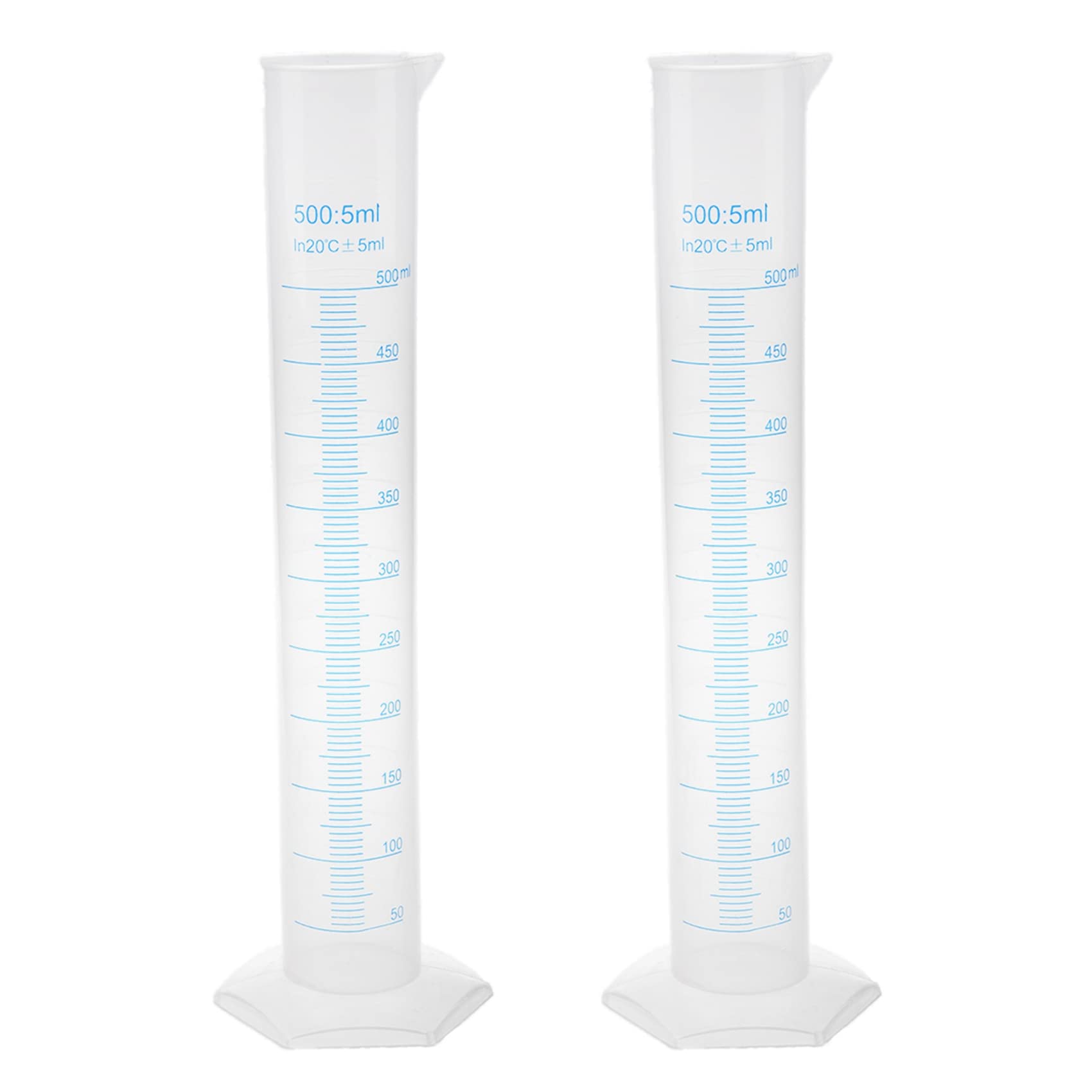 (PACK OF 4) 2X 500 Ml Plastic Transparent Graduated Tube