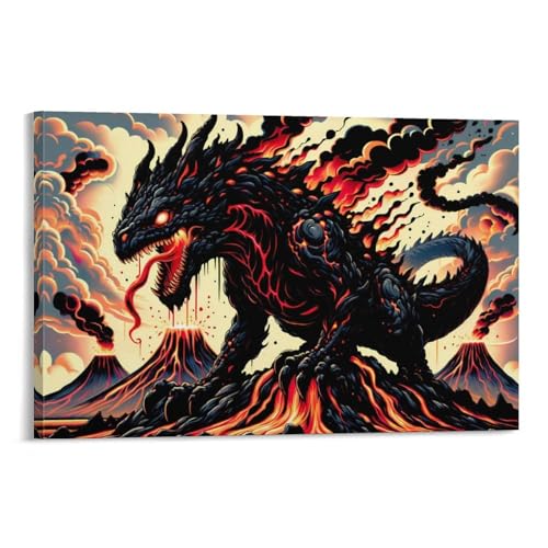 Lava Dragon tableau sur toile deco murale maison salon affiche 40x60cm sinyumoney