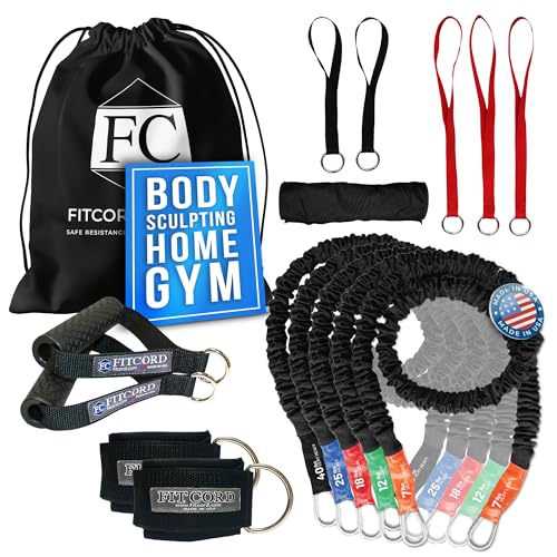 Body Sculpting Resistance Band Elite Kit - Portable Exercise Bundle for Strength Training & Muscle Building Workouts - Isotonic & Isokinetic Activities for Strengthening - Rehabilitation Equipment Set