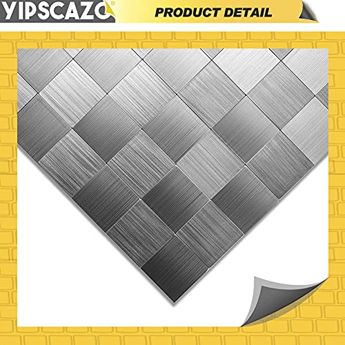 Yipscazo 10-Sheets Peel And Stick Backsplash Mosaic Tile Stainless Steel Kitchen Backsplash Stick On Tiles For Kitchen, Bathroom, Laundry Room, Camper, Fireplace (11.8'' X 11.8'') #TOP2