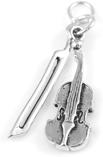 Miniatura 1 de Colgante de plata esterlina para violín y arco movible Artículo #522, Plata esterlina, No es una piedra preciosa