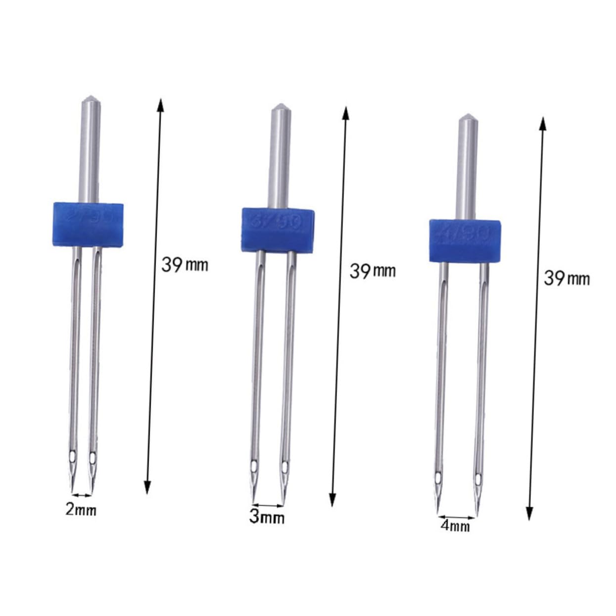 Zwillingsnadel für Haushaltsnähmaschinen, Modell C01-005-00171, 3 Mm | 100 Stück im Beutel, Metallausführung, Blau, mit Twin Needles für Maschinen