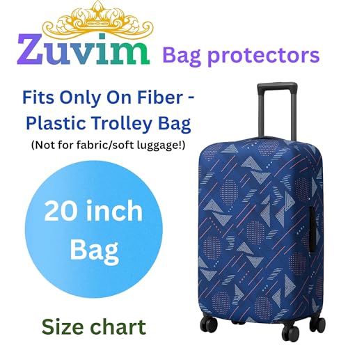 Image of Luggage Cover Trolley Covers for Suitcase Washable Dust Proof Anti-Scratch Protector Polyester Printed Stretchable Fabric (Fits Fiber /Plastic Trolley Bags Only) (Blue, 20 Inch)