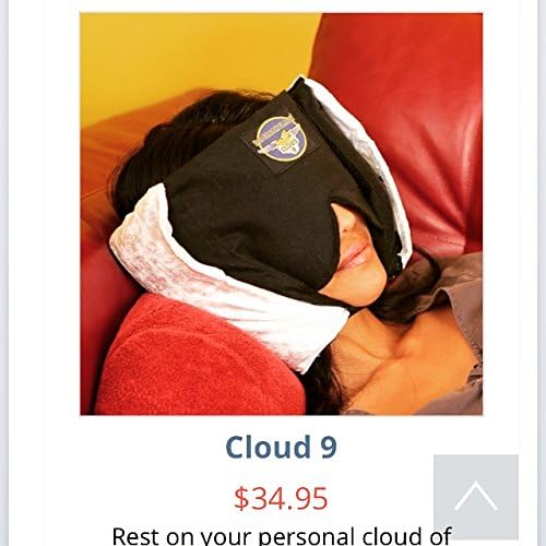 Cloud 9 - Patented Sleep-Mask Pillow - Ingenious, with Secret Pockets, Chin Strap, Free Soft Earplugs, String-tie Carry Bag - Free! - Air Travel Crew HiSign Stickers