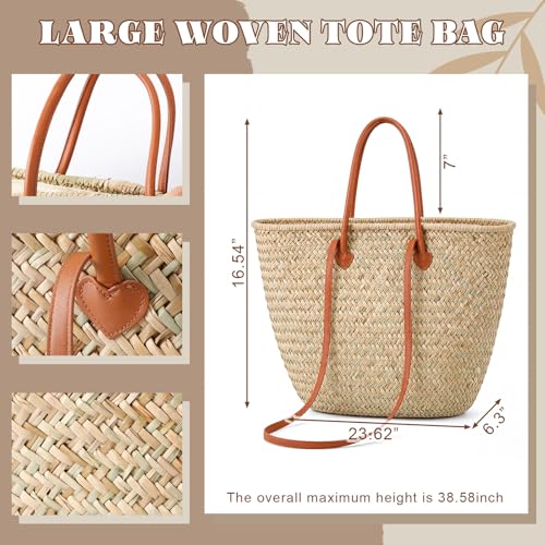 Bolso Tote de Paja Boho Grande para Playa y Picnic miniatura 4