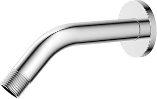 Hibbent 6 Inch All Metal Shower Arm with Flange, Solid Brass Shower Head Extension, Pipe Arm Extender, Wall-Mounted Shower Water Outlet Tube with Teflon Tape for Fixed Bathroom Shower Head, Chrome