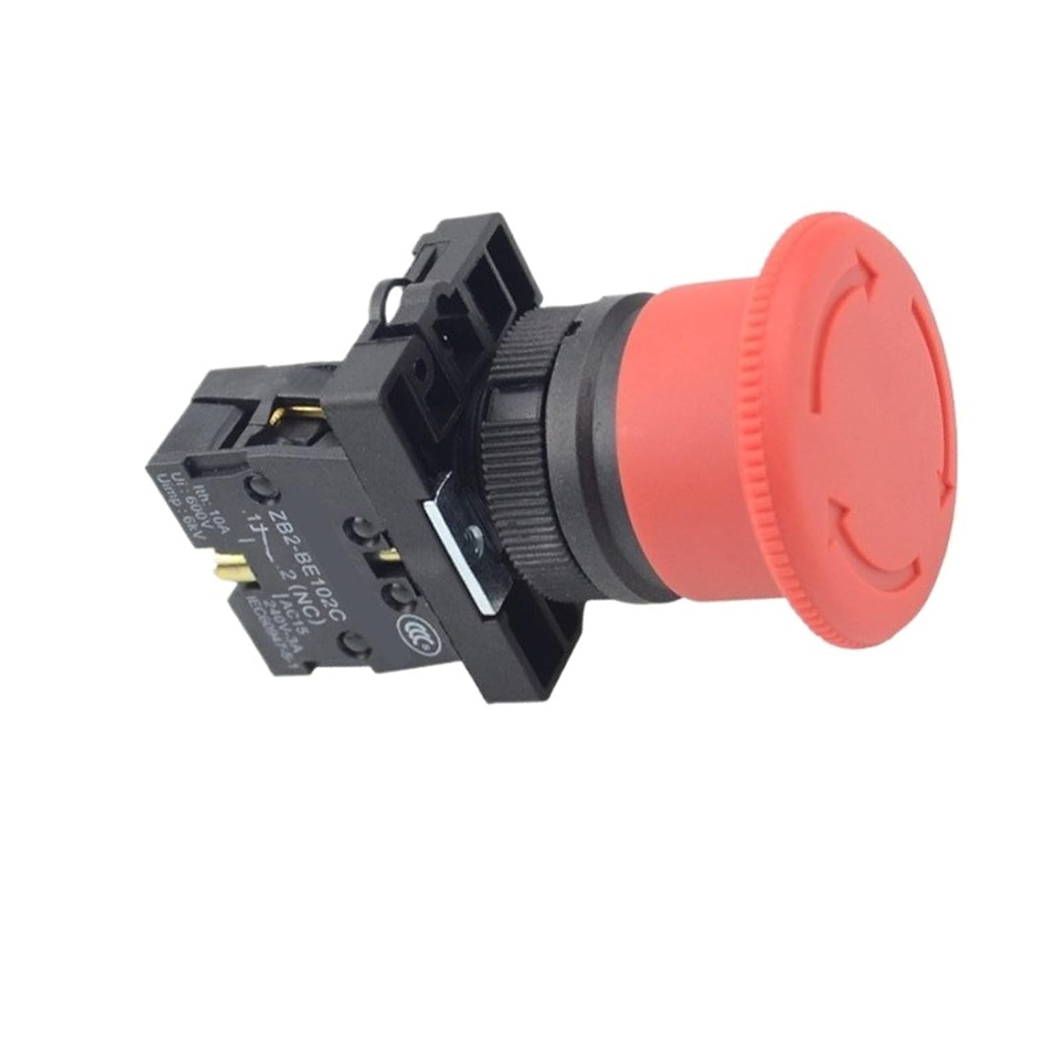 2pcs*22mm Emergency Stop Switch Mushroom e-Stop Push Button Switch with NC Contact