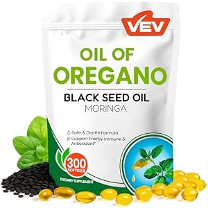 VEV Oil of Oregano with Black Seed Oil & Moringa, Organic, 300 Softgels