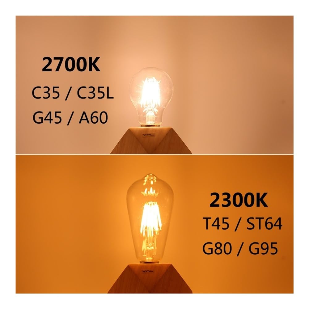 fengyan Casa bombillas, Paquete de 10 bombillas de filamento LED E27/E14 220 V, luz de vela retro, bombillas Edison de luz LED Familiar Lámpara(2700K G95 E27,8W)