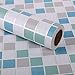 Produktbild Kitchen-dream 45 cm X 3 Mt Mosaikfliesenfolie selbstklebend, Fliesenaufkleber, Möbel PVC wasserdichte Selbstklebende Tapete für Bad, küche, Wand (Blau)
