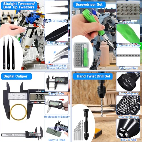 Gundam Tool Kit, 192 Pcs Professional Model Tool Kit for Gundam, Modeling Tools for Models with Decals Sticker Operated Box, Model Building Tools Hobby Tools Craft Set for Repairing Fixing Painting