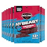 Jack Link's Beef Jerky, Original, 1.25 oz. Bags, 10 Count - Flavorful Meat Snack for Lunches & More, 14g Protein and 100 Calories, Made with 100% Beef - 96% Fat Free, No Added MSG or Nitrates/Nitrites