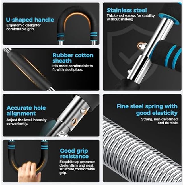 Twister Arm Trainer, Adjustable Chest Workout Equipment Upper Body Strength Training, Portable Power Twister Bar with Detachable Design, Arm Trainer, Home Gym & Travel Fitness Tool