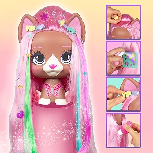 VIP PETS Mega Pet Nyla | Styling head set with extra long flowing hair easy to brush and style with +30 hair accessories & color boost - Surprise toy for kids +3 Years