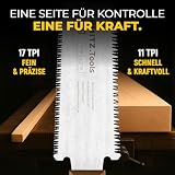 SCHMITZ.Tools Japońska piła ręczna do drewna – japońska piła ciągowa – bardzo ostra, dwustronna 11/17 TPI – japońska piła – gładkie i kontrolowane cięcia – japońska piła mała, ciemny uchwyt