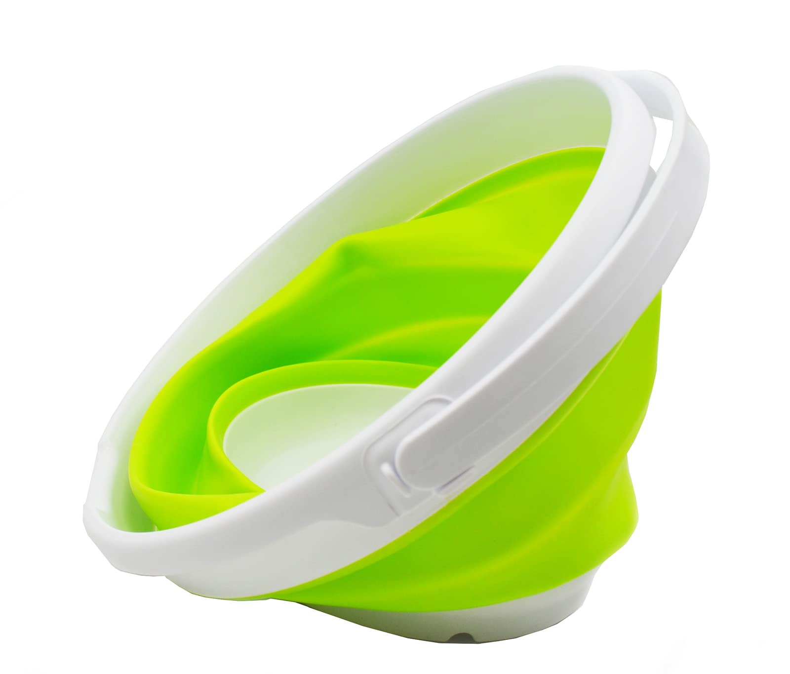 SAMMART 10L Collapsible Bucket - Foldable Plastic Tub For Camping, Fishing, Cleaning (White/Green)