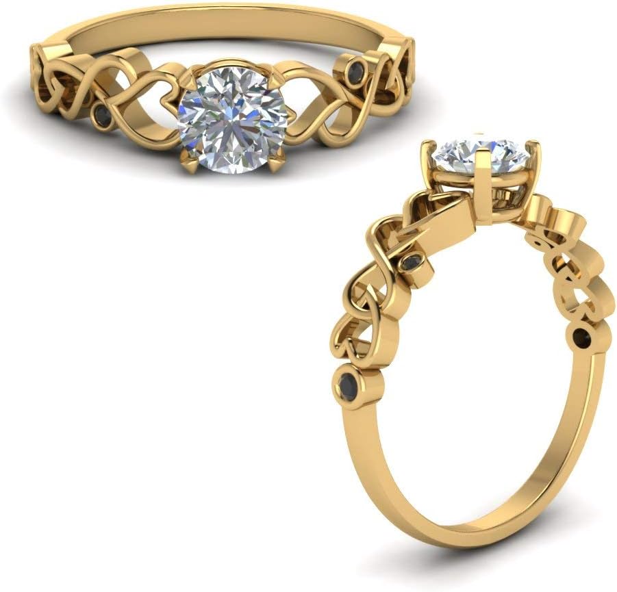 Choose Your Gemstone Intertwined Filigree Engagement Ring Yellow Gold Plated Round Shape Vintage Engagement Rings Minimal Modern Design Birthday Gift Wedding Gift US Size 4 to 12