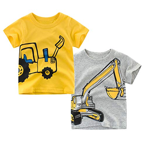 Toddler Boys Excavator and Bulldozer T-Shirts, Pack of 2