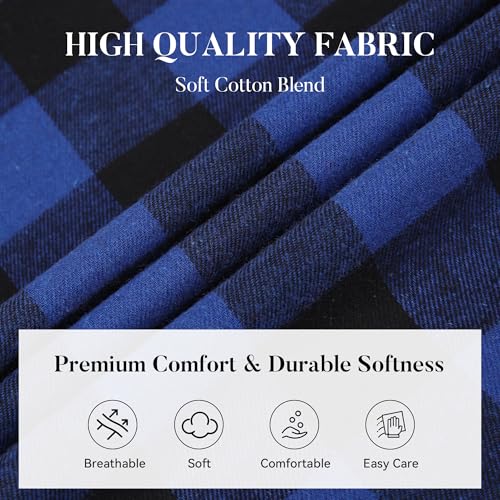 Image of WARHORSEE Flannel Shirt for Men Long Sleeve Button Down Plaid Shirts | Soft Cotton Blend for Multi-season Wear, Lightweight yet Warm, Dual buttoned storage pockets, Machine Washable Easy Care