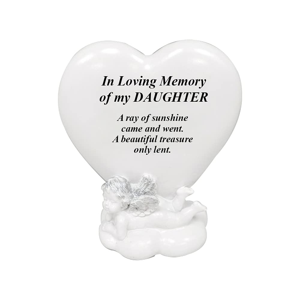 Onlinestreet Daughter Memorial Heart Plaques Grave Cherub Ornaments - Personalised Grave Decoration Plaques, Cherub, Engraved With Remembrance Quotes In Loving Memory Of Your Special Ones (Daughter)