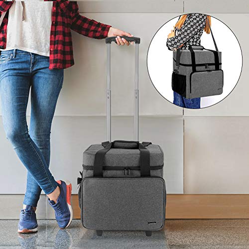 Luxja Rolling Scrapbook Tote, Scrapbook Bag With Detachable Dolly (Patented Design), Gray #TOP6