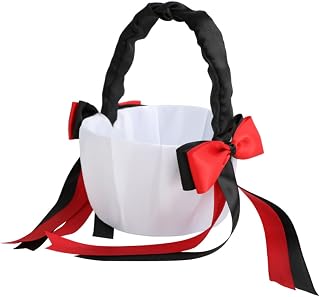 OKUMEYR Cesta De Flores Elegante Lazo Para Boda De Portátil Para De Boda Accesorios De Color Negro