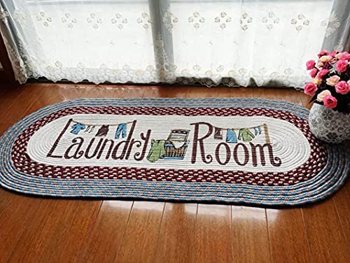 UKELER Decorative Laundry Room Rug Hand Braided Runner Rug for