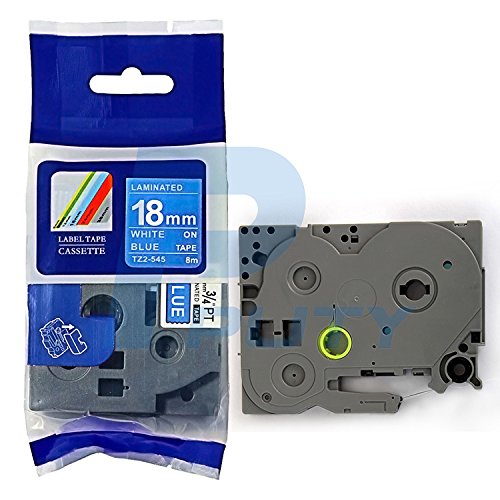 Ruban TZe-545 blanc sur bleu 18mm compatible Brother P-Touch pour étiquetage standard