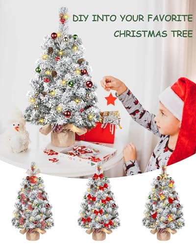 DDHS Árvore de Natal artificial de mesa, pequena árvore de Natal de 60 cm com ornamentos, bolas, pin