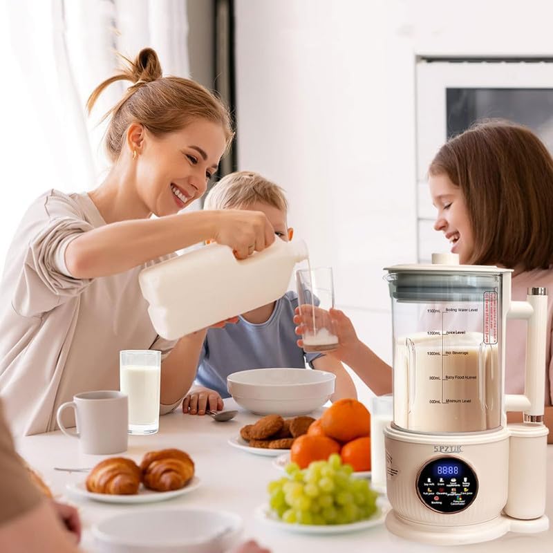 Automatic Nut Milk Maker, 50oz 10 in 1 Soy Milk Maker Machine with 12 Blades, Heatable, LED Display, Low-Noise, for Homemade Almond, Oat, Soy, Coconut, Plant-Based Milks & Non-Dairy Beverages